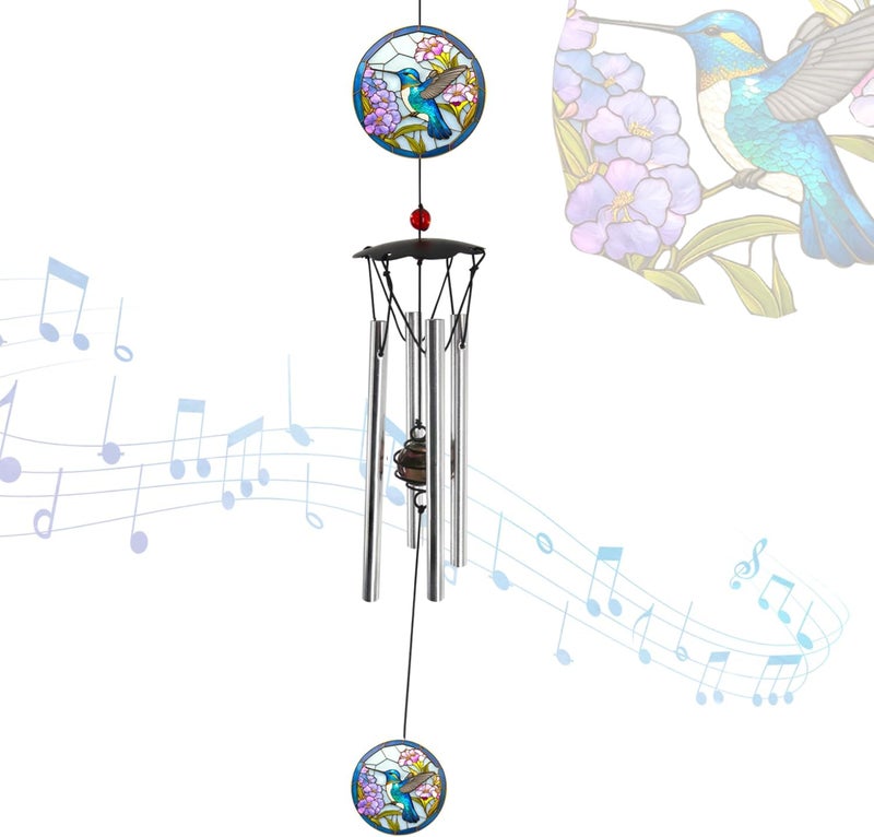 Howarmer Wind Chimes for Outside 24" Hummingbird Wind Chimes Outdoor Home Patio Garden Decor Hummingbird Gifts Windchimes Outdoors Gift Ideas for Women Mom Grandma Sisters - Image 1